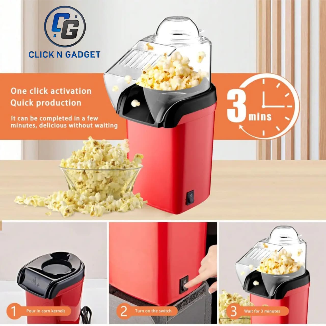 Oil Free Popcorn Maker - Image 3